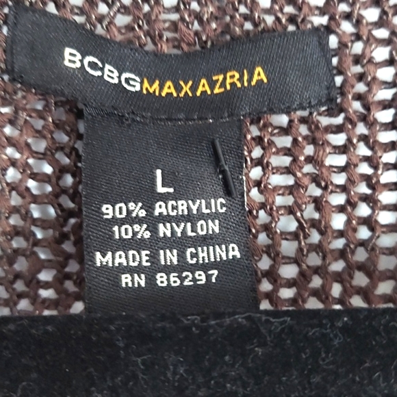 BCBGMAXAZRIA Top, Size Large, Rich Brown, Vneck. Long Sleeves, Knit, Bead Detail - Picture 6 of 10